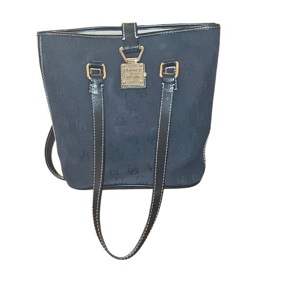 Dooney & Bourke Signature DB Monogram Purse Black Structured Designer Handbag - Picture 12 of 14